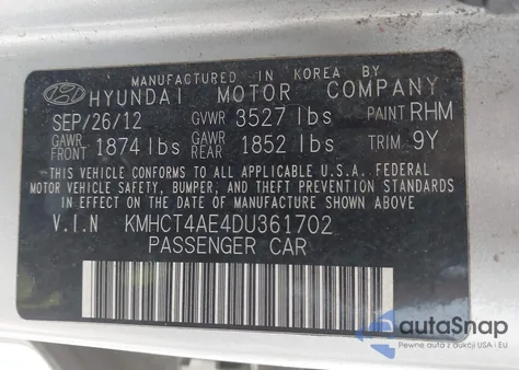 2013 Hyundai Accent Gls из США, поврежденный, VIN KMHCT4AE4DU361702